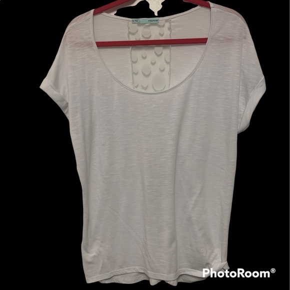 MAURICES Women’s Slub Tee with Rolled Cap Sleeves and Sheer Back Panel - Picture 1 of 5